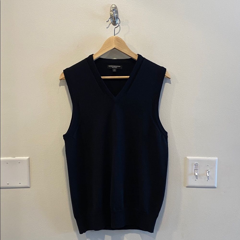 Express Y2K V Neck Merino Wool Sweater Vest Mens small preppy 100% merino wool